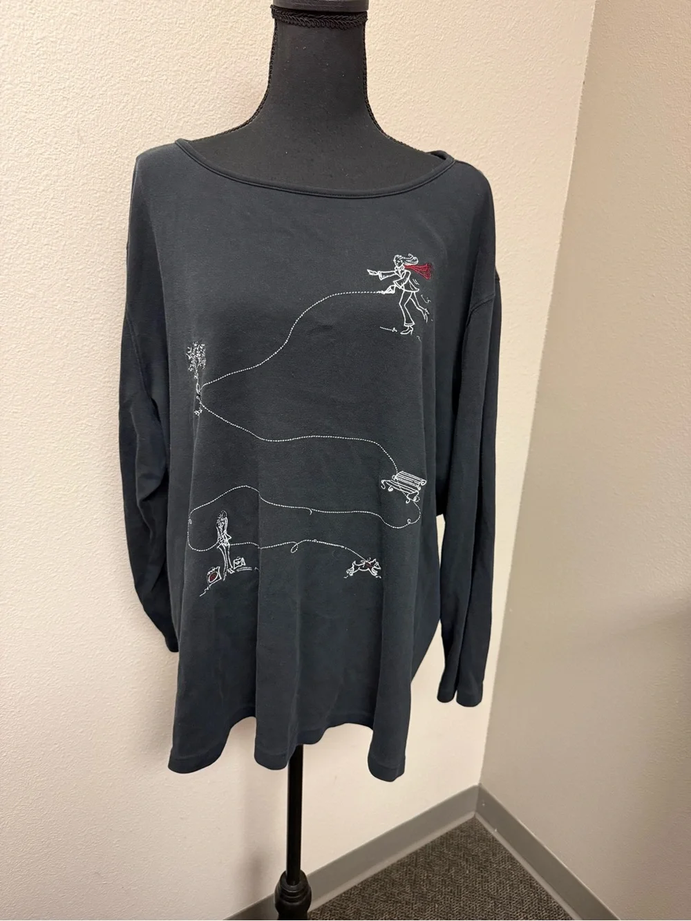 Bechamel Woman 3X Black Embroidered Graphic Art Tunic Cotton Boho Top - Picture 2 of 9